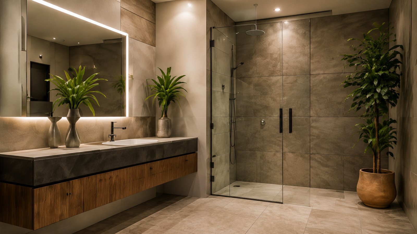 Gerenoveerde badkamer met inloopdouche